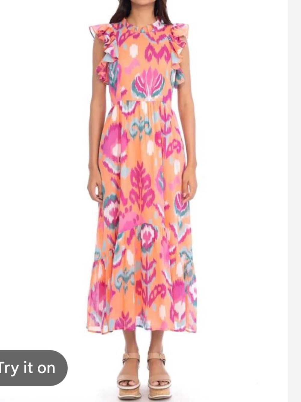 Banjanan Coral Pink Floral Maxi Dress